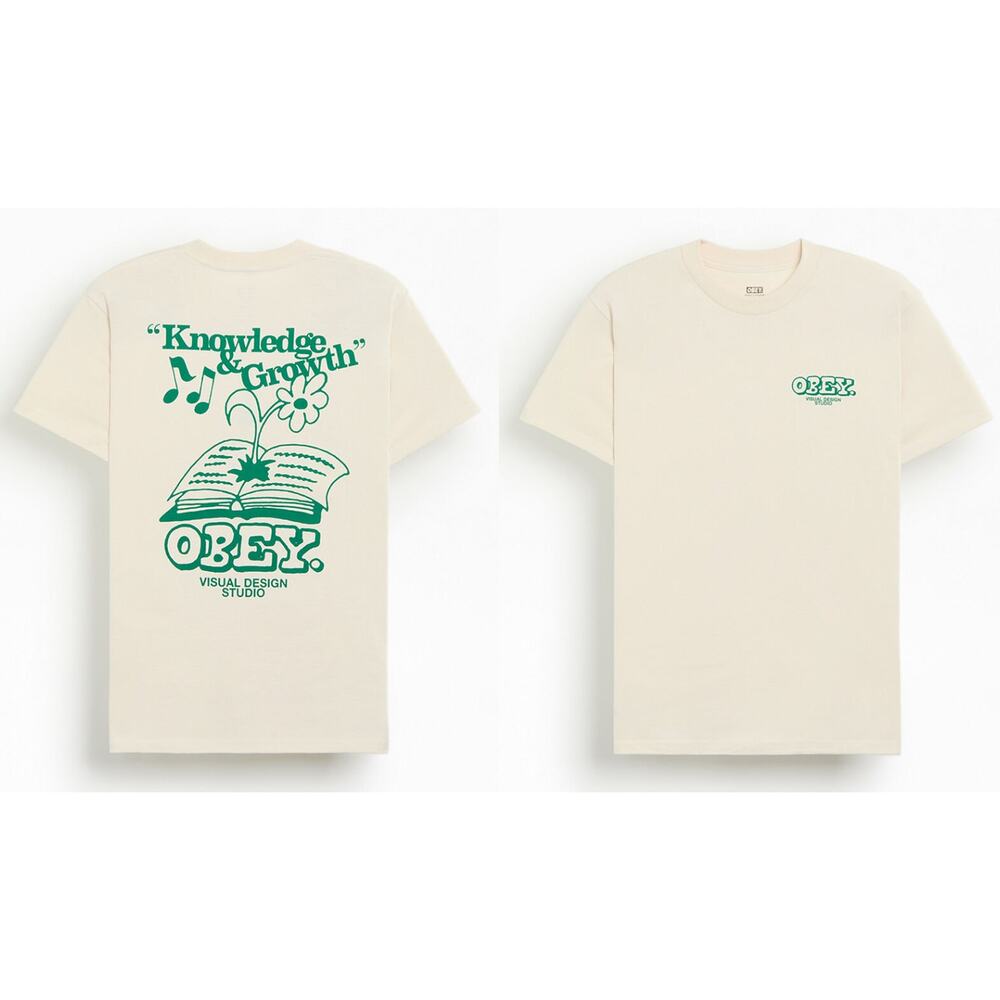 New Obey Knowledge and Growth Graphic T Shirt Streetwear Tee, Size Small